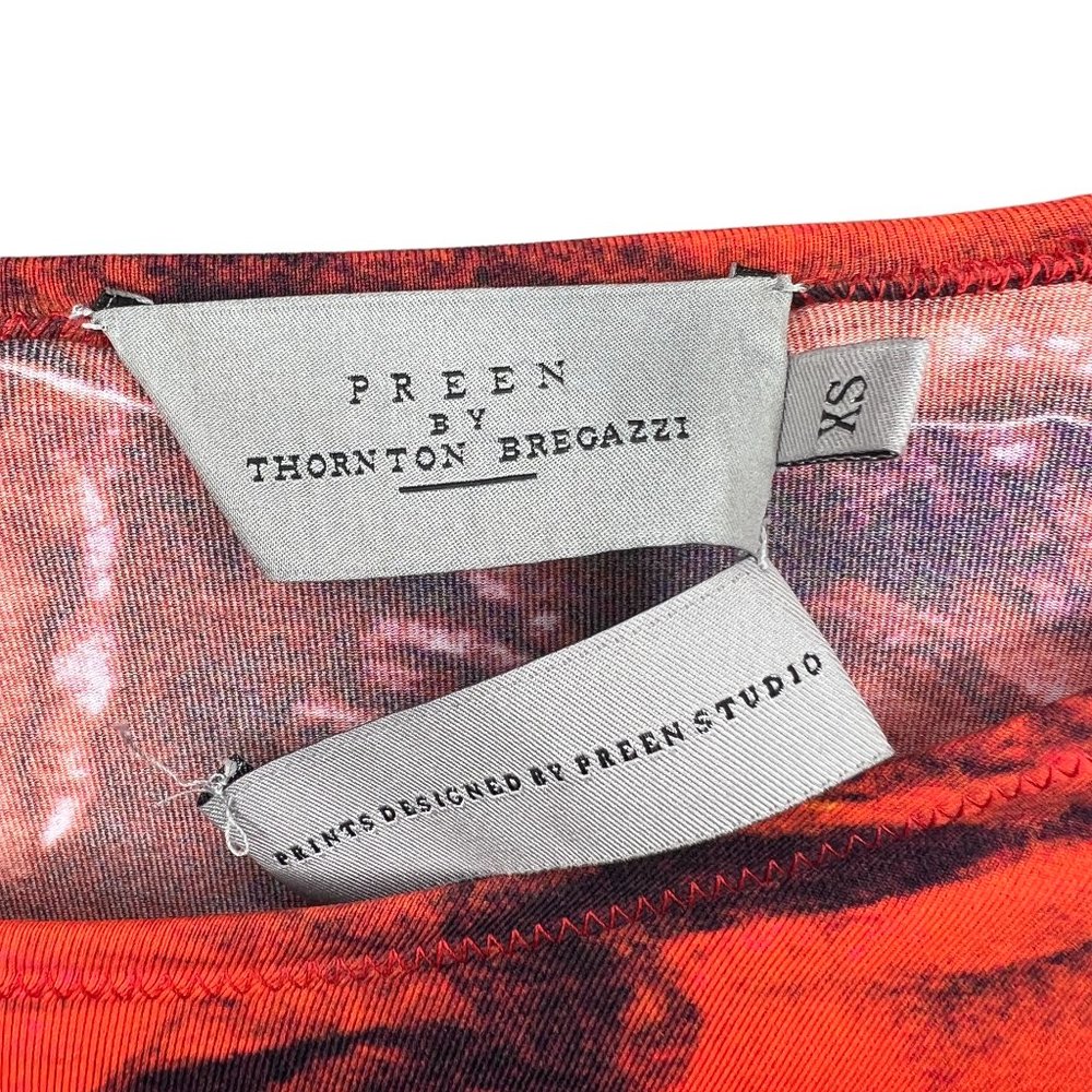 Preen By Thornton Bregazzi 3/4 Sleeve Patterned Bodycon Dress Red Black Size XS - Picture 5 of 14